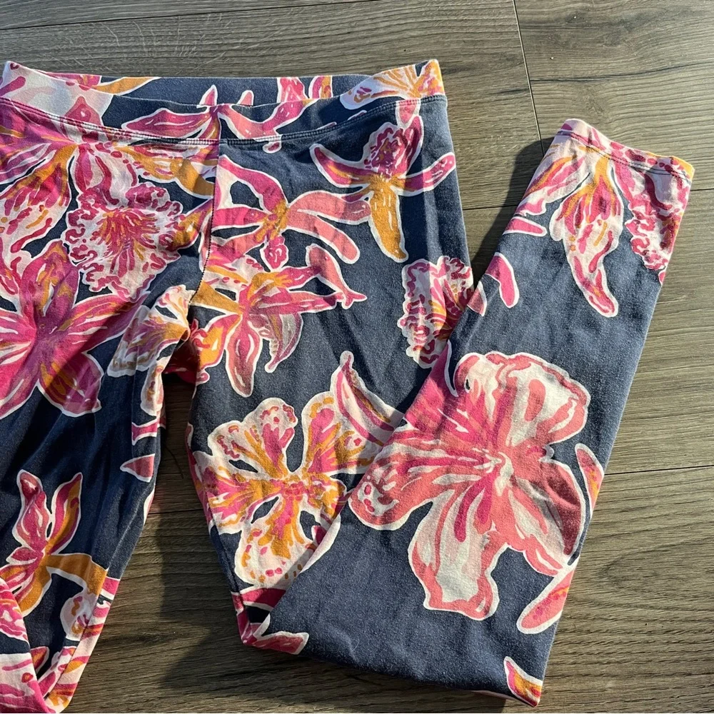 Lilly Pulitzer Girls Floral Cotton Blend Floral Print Leggings Size Large